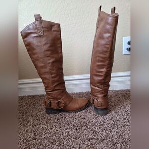 Brown Leather Knee-High Boots